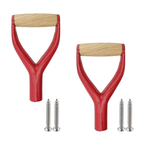 HEVSTIL 2-Pack D-Grip Shovel Handles – Metal Replacement Tool Handles for Shovels & Rakes | Fits 1.22