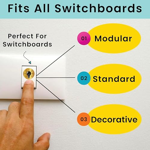 Image of Gold Black Metallic Colour Switch Board Stickers for Home | 330 Labels with 22 Icons for Fan Light AC Fridge | Elegant Electric Switch Stickers for Button Labeling | Modular Switch Panels