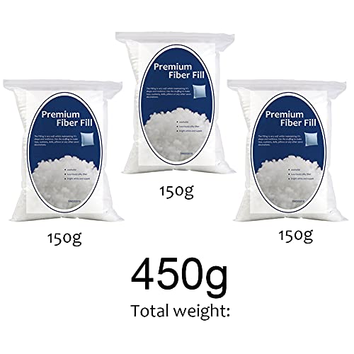 Image of Bupete 15.8oz /450g Polyfill Stuffing for Stuffed Animals | (1.8oz~4.18lb) Stuffing for Crochet Animals, Crochet Stuffings, Fiber Filling Stuffing, Stuffings for Stuffed Animals