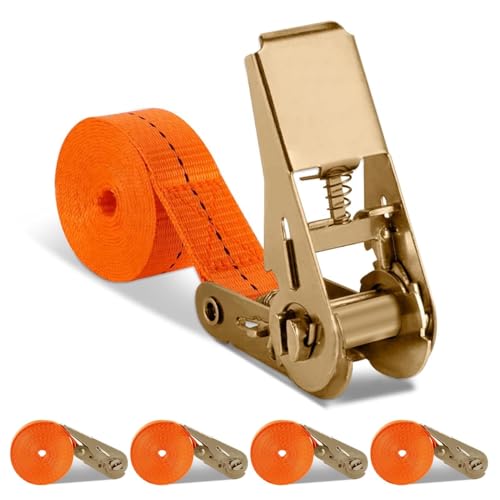 Spanngurte mit Ratsche 2M, 4 Stück Ratschengurte, Verstellbare Zurrgurte mit Klemmschloss, Enorm Robuste Zurrgurt, für Auto, Sackkarre, Motorrad, Gepäckpakete, Camping, Feste Ladung