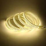 pcningled White LED Strip Lights AC 110V 120V Outdoor LED Lights Waterproof 9.84 Foot SMD 5730 120LEDs/m 4000K White Cuttable Rope Lights for Bedroom Mirror Kitchen Cabinet Garden Decor