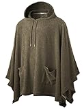 Ohoo Men's Hooded Poncho Cape Cloak Fashion Hoodie Pullover with Pockets / DCF702-BROWN-2XL