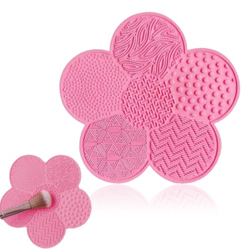 SIRLOMU 1 unidad Almohadilla de Limpieza de Silicona para Pinceles de Maquillaje, Herramienta de Limpieza Portátil para Pinceles de Maquillaje (Rosa)