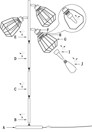 Leezm Modern Tree Floor Lamp Black Rustic Bright Tall Standing Up Torchiere Floor Lamps Shade Vintage Industrial Style With Reading Light For Living Rooms, Bedrooms, Office #TOP6