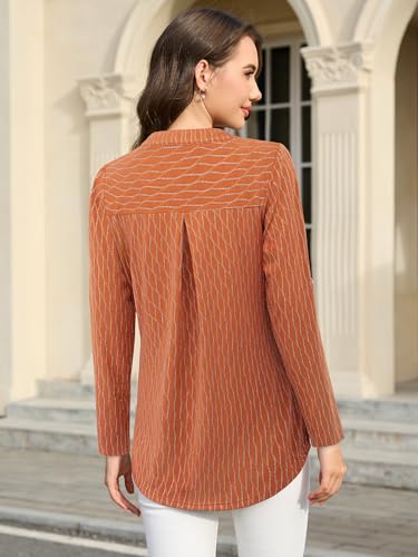 Image of Bulotus Womens 3 /4 Sleeve Tops Plus Size V Neck Zipper Business Casual Blouses for Office & Going Out Soft Knit Tunics, M-3XL