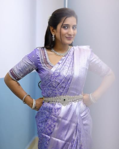 Image of C J Enterprise Women's Banarasi Saree Pure Kanjivaram Style Silk Saree With Blouse Piece for Wedding (Shiv-1)