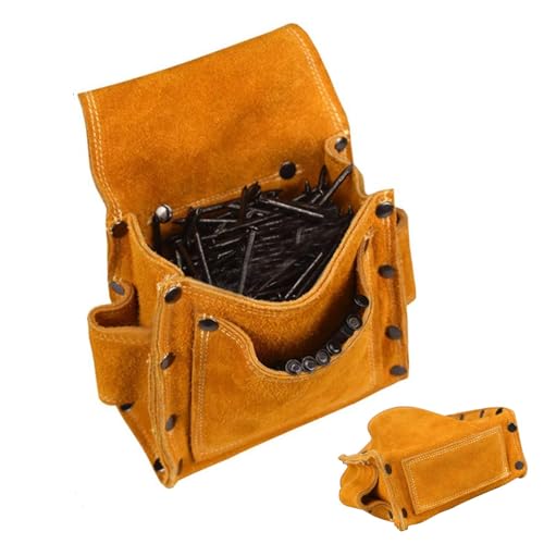 Pochette de rangement en cuir épais et résistant pour outils de construction