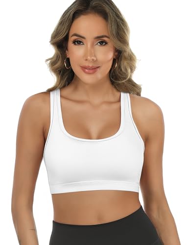 Buauty 2 Packs Sports Bras for Women,Medium Support Sports Bra Push Up Racerback, Yoga Gym Athletic Bras3