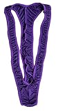 VSVO Christmas Gag Gift Reindeer Mankini Men Thong Underwear with Bells for White Elephant Exchange Gifts Valentines Day (Standard, Purple)