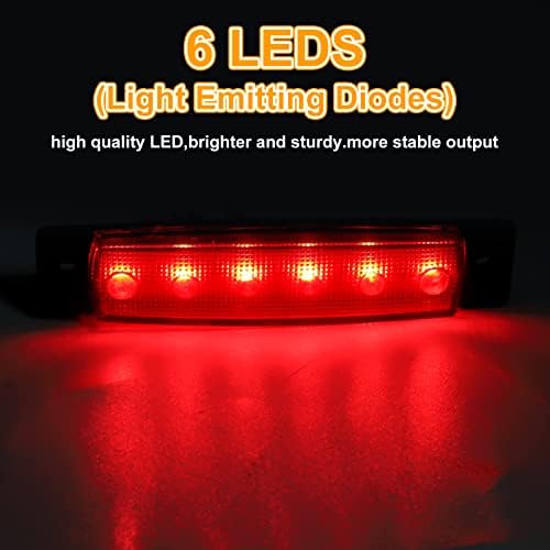 2 Luci Led Laterali 3 Pollici 24V Per Rimorchi, Furgoni E Camion – Indicatori Anteriore/Posteriore Rotondi Rossi, Biqing - 4