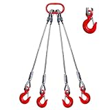 YATOINTO 4 Leg Bridle Wire Rope Slings 2.2T, 1/4'x3' Lifting Cable Sling Rope, 4850lb Vertical Rated, Eye...