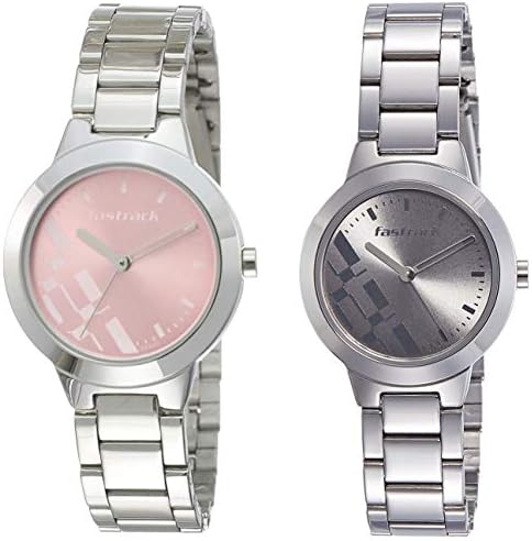 Fastrack Analog pink Dial girls & analogue grey Dial (NK6150SM04 + NK6150SM01)
