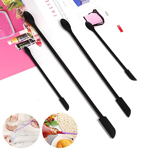 image for Generic 4 Pack Black Mini Silicone Spatula, Makeup Spatula, Small Sili