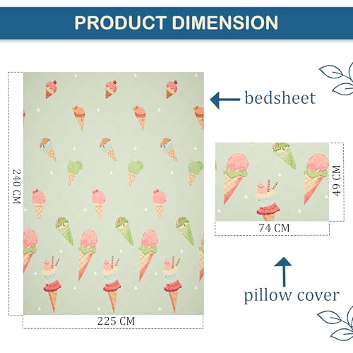 Image of Kuber Industries Cotton 144 TC Double Bedsheet With 2 Pillow Covers | Machine Washable Soft Bedsheet For Living Room, Home & Hotels | Kulfi Print - Green