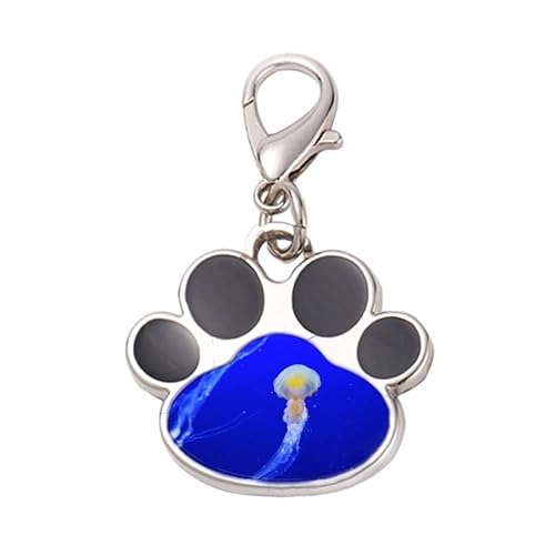 DIYthinker?Ocean Jellyfish Science Nature Picture Pet Tag Keychain Dog Cat ID