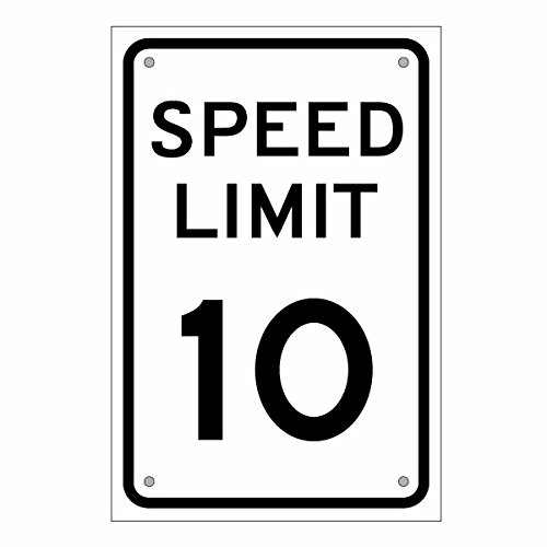 【アメリカの道路標識 SPEED LIMIT スピードリミット 片面サインパネル 高さ約30cm×横20cm 10マイル表示 】画像の位置4カ所に穴開け ハンドメイド、米国 Speed Limt 道路標識 制限速度のサムネイル