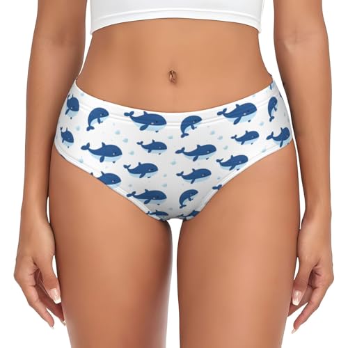 Novastar Ropa interior sin costuras para mujer, con bonito estampado azul ballena, ropa interior para mujer, bragas de bikini, Negro, XL