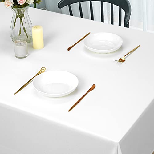 Farmhouse Flax Linen Tablecloth Rectangle 60 X 120 Inch, Boho Rustic Table Cloth For Outdoor Indoor, Waterproof Wrinkle Free Fabric Table Cover With Tassel For Kitchen Dining Room Party Decor, White #TOP7