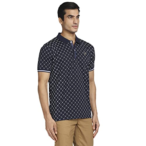 Image of Colorplus Men's Pure Cotton Print Pattern Tailored Fit Polo Neck Half Sleeve Casual T-Shirt