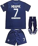 Paris Mbappe #7 2022/2023 Heim Trikot Shorts und Socken Kinder und Jugend Größe (Navy,140)