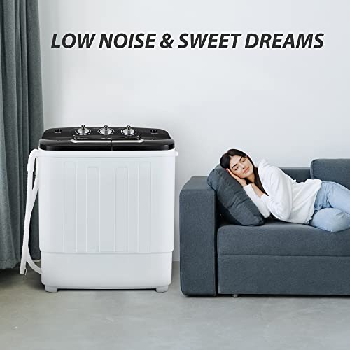 Outspurge Portable Washing Machine, 17.6Lbs Mini Washing Machine Washer(11Lbs) & Spiner(6.6Lbs),Washer And Dryer Combo With Premium Metal Bucket For Apartments, Camping, College, Rv, Black #TOP7