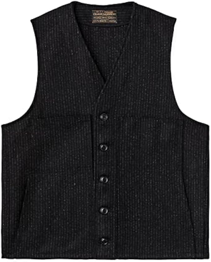 Filson Mackinaw Wool Vest Black Charcoal Rope Stripe (as1, alpha, m, regular, regular, Medium)