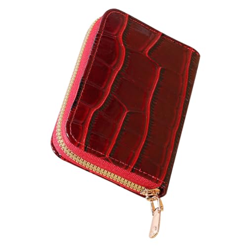 SEWCHICS Fashion Wallet Card Organizer Multi-card Holder Small Red Pu Leather Accordion Coin Purse for Women Travel and Daily Use