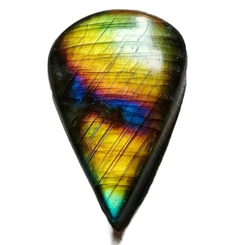 Cabochon labradorite jaune de haute qualité poire 38mm pour joaillerie et bague d'exception