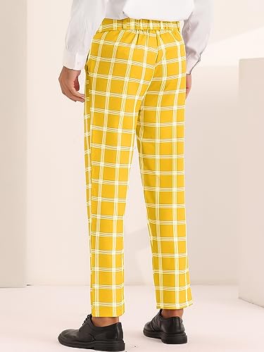 Lars Amadeus Plaid Dress Pants for Men's Slim Fit Flat Front Checked Pattern Trousers3
