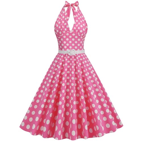 Robe maxi à bretelles motif pois rétro avec coupe fluide