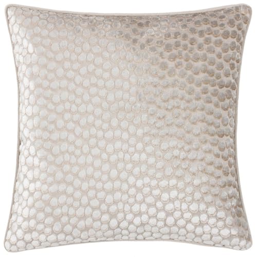 Image of furn. Hoem Lanzo Cut Velvet Piped Cushion Cover – Velvet Piped Trim Zip Closure (Moonbeam – 45 x 45cm)