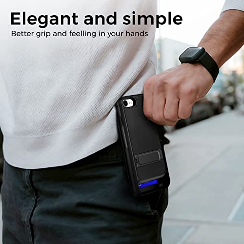 Shell Holster Combo For Iphone 7/8/Se 2020/Se 2022, Belt Clip Case W/Kickstand & Card Holder For Apple Iphone Se3 2022/Se2 2020/8/7 Dual Layer Protective Case | Base Series #TOP6