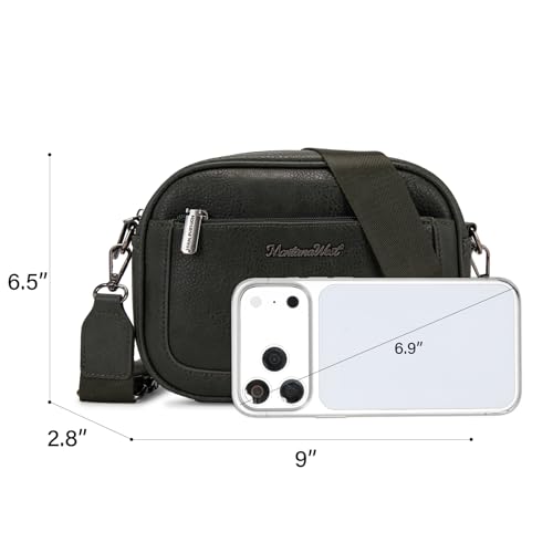Image of Montana West Crossbody Bags for Women Cow Print Purse Triple Zip Shoulder Handbags with Wide Strap