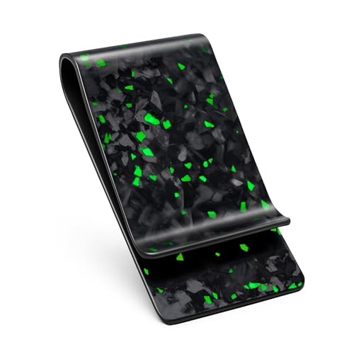 Travelambo Carbon Fiber Money Clip Front Pocket Wallet Minimalist Wallet Slim Wallet Credit Card Holder, Matte-finish Fluorescent Green, Minimalist