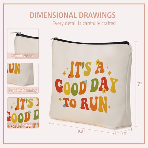 Running Christmas Gifts Makeup Bag: Cute Cosmetic & Toiletry Pouch It's a Good Day To Run For Girls & Womens Runner, Nieces, Girlfriends, Mom, Coworkers.Ideal Gift for Travel, Birthday3