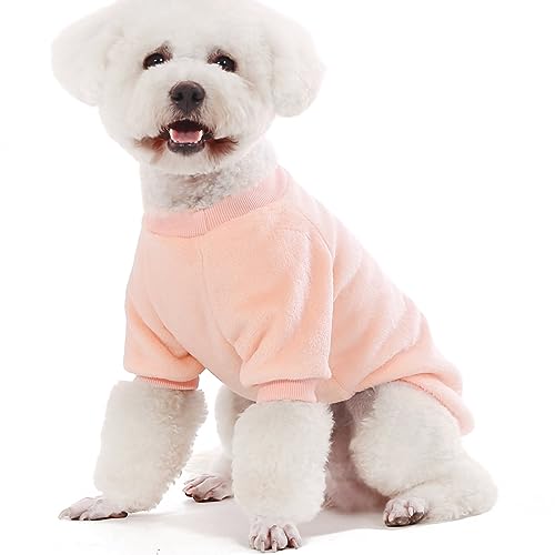 Image of FabriCastle Dog Sweaters, 3-Pack Dog Clothes for Small Dogs Girl & Cats, Soft and Warm Pet Coats XXS - XXL, Winter Pet Jackets, Doggy Apparel Costumes, Puppy Outfits (Ballet pink,Skyblue,Peach, Small)