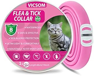 Flea and Tick Collar for Cats, Flea Cats Collar, Flea Treatment Cats, 8 Months Protection Waterproof Adjustable Cat Flea and Tick Collar, Natural Anti Tick Collar for Kittens Cats Puppies Blue 2Pcs