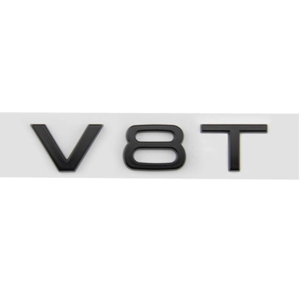 ABS Letter Number V8T Emblem for AUD Car Styling Side Badge Discharge Logo Sticker (Matte Black)