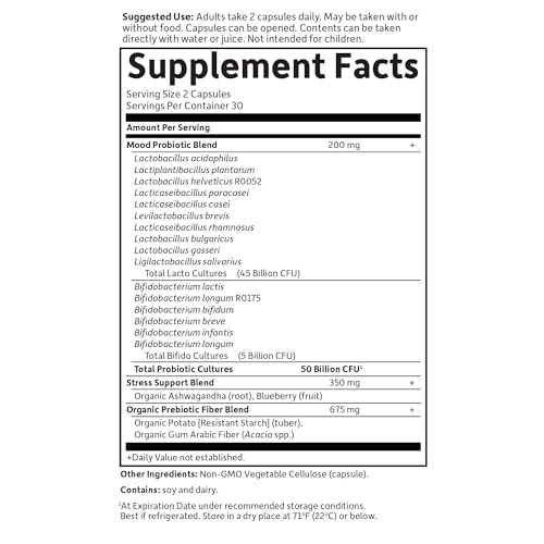 Image of Garden of Life Dr. Formulated Probiotics Mood+ - 50 Billion CFU - Supports Relaxation & Digestive Health - 60 Vegetarian Capsules