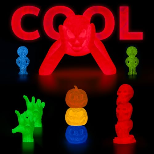 Image of AMOLEN 3D PLA Printer Filament, 1.75mm Glow in The Dark Red PLA Filament for 3D Printing, Best with UV Lamps, 1kg Spool (2.2lbs), Dimensional Accuracy + /- 0.02 mm, Fit Most FDM 3D Printers