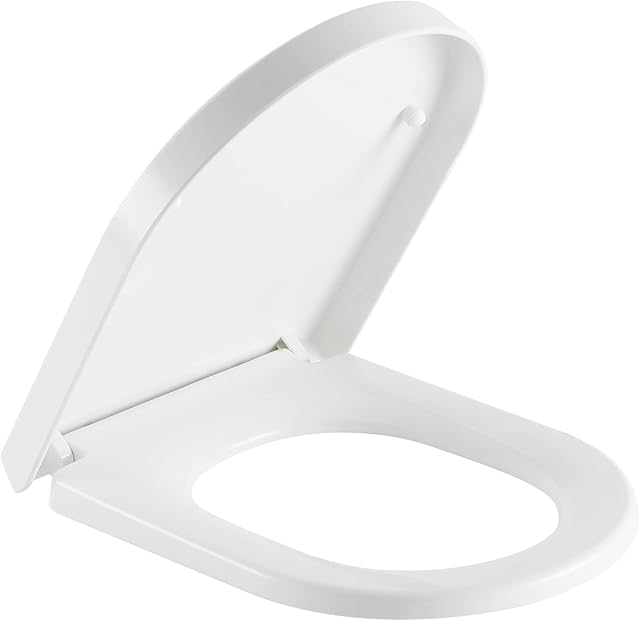 SADALAK Soft Close Toilet Seat,White D Shaped Toilet Seat with Slow Close & Quick Release Hinges, Toilet Seat Cover of Top and Standard Fix, Premium Universal Stay Tight Toilet Lid Easy Clean