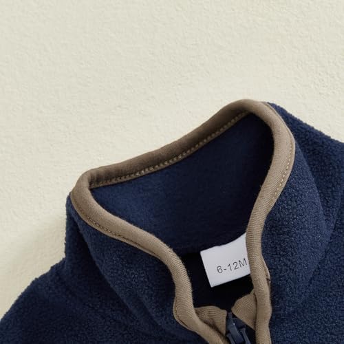Image of Toddler Baby Boy Fleece Outerwear Vests Sleeveless Zipper Jacket Solid Color Vest Coat Spring Fall Winter Clothes