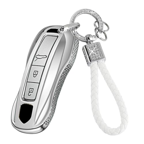 Coque de clé pour Porsche à 3 boutons avec son porte-clés brillant