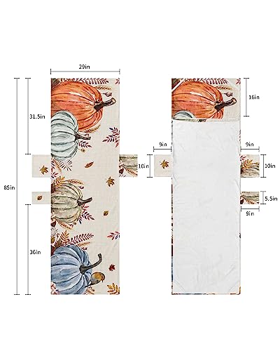 Abstract Pumpkins, Beach Lounge Chair Towel Cover, Soft Chaise Lounge Towel with Side Pockets Patio Pool Chairs Cover for Beach/Pool Sunbathing 29x85 Fall Thanksgiving Eucalyptus Leaves Bird