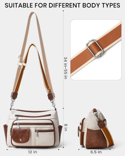 Image of Bluome Vegan Leather Crossbody Purse for women Multi Pocket Crossbody Bag Messenger Bag Travel Purse Handbag Shoulder