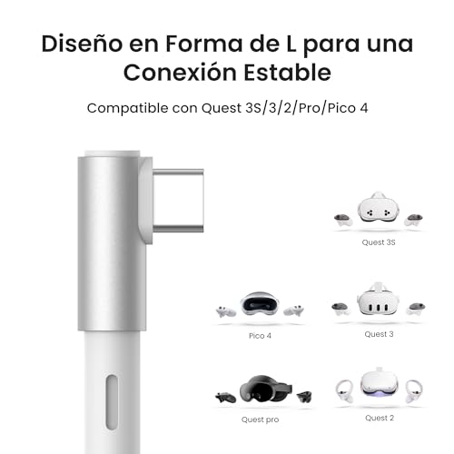 KIWI design Cable Link con Carga 5M Compatible con Meta Quest 3s Quest 3 Quest 2/Pro/Accesorios Pico 4 y PC/SteamVR, Cable USB 3.0 a USB-C Link con Super Rápida 5 Gbps, para Juego Prolongado - imagen 5