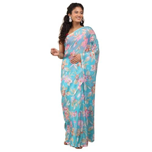 Image of Garden Vareli Floral Print Nara Chiffon Saree