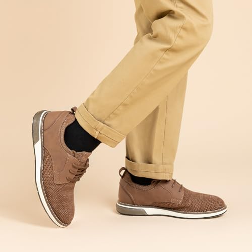 Bruno Marc Schnürhalbschuhe Jungen Anzugschuhe Atmungsaktiv Gestrickter Stoff Oxford Hochzeit Party Schuhe,Size 35,Braun,SBOX2403K