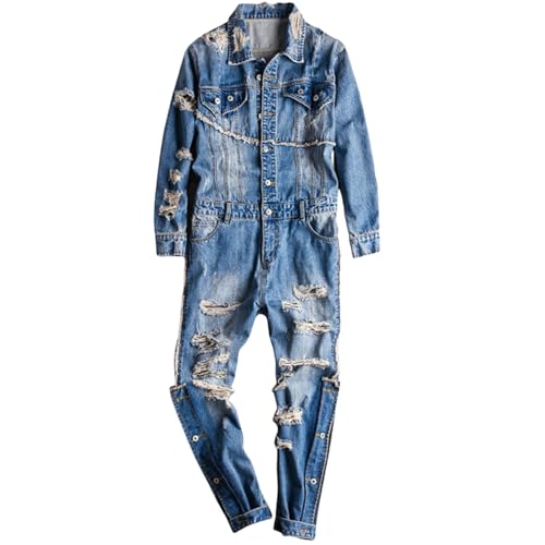 Mono de mezclilla para hombre estilo hip hop de corte holgado casual