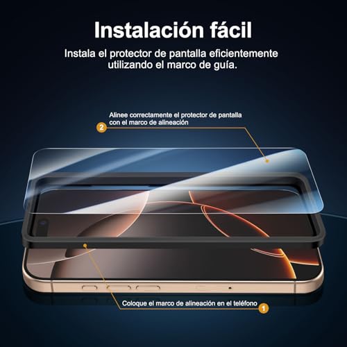 Miniatura 3 de New C 3 Piezas, Protector Pantalla Para Iphone 17, 17 Pro, Iphone 16 Pro 6,3 , Cristal Templado Con Herramienta De Instalación Fácil Incluida, Antiarañazos, Antihuellas, Dureza 9h, Ultra Resistente